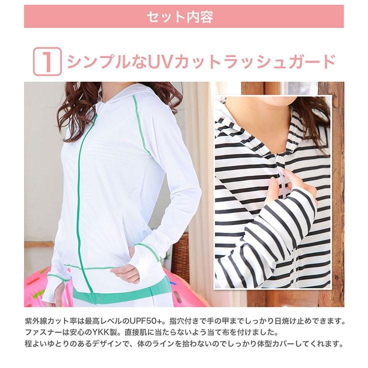 ラッシュガードセットレディース 水着 体型カバー 長袖 UVカット