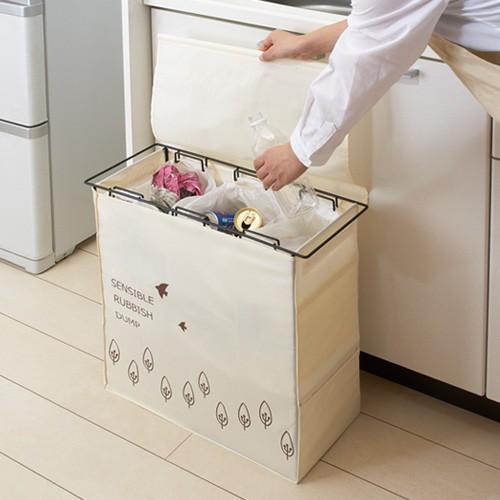 3分別ダストボックス ツリー柄 ゴミ箱 簡単分別 ゴミ出し簡単 : いい