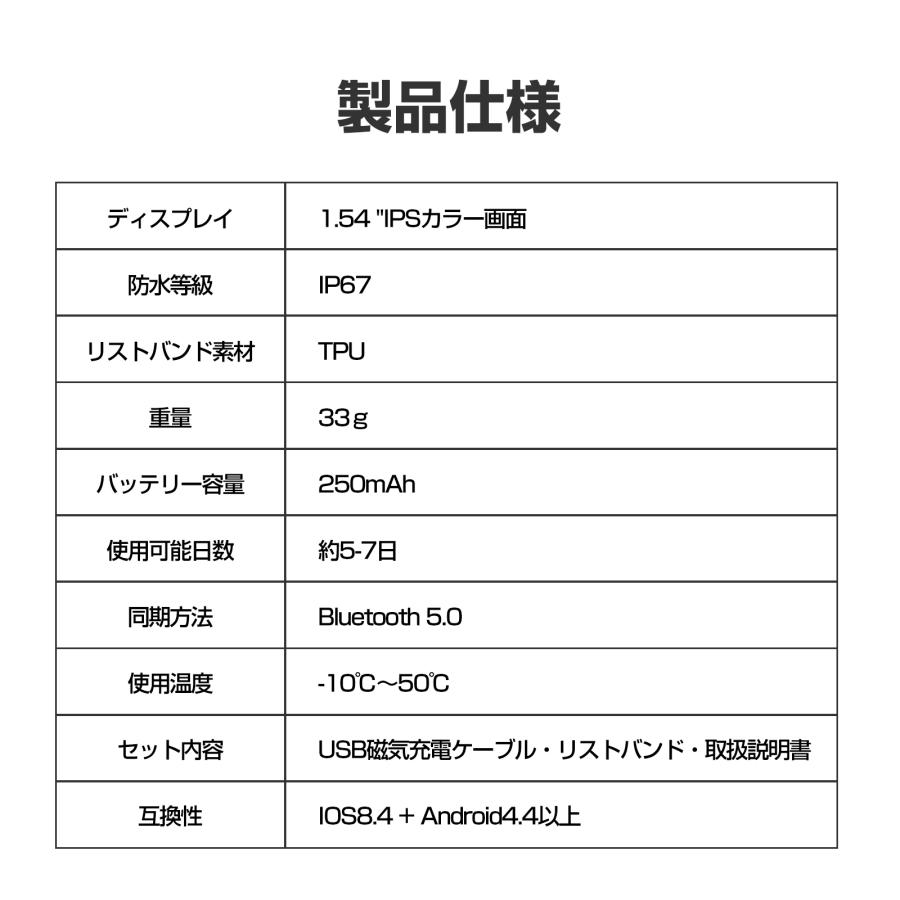 スマートウォッチ 体温測定 血圧測定 血中酸素 心拍測定 防水｜fuku-kuru｜17