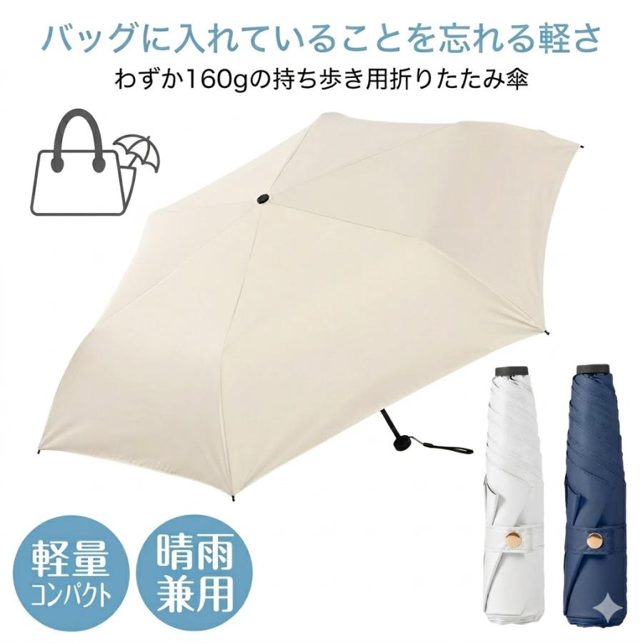 折りたたみ傘 軽量 160g 持ち歩きやすい 常備用 コンパクト 晴雨兼用 