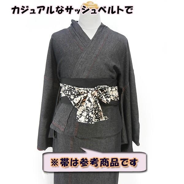 女物デニム着物 黒 綿100％ kjk18-11 【M/L/LLサイズ】ブラックデニム