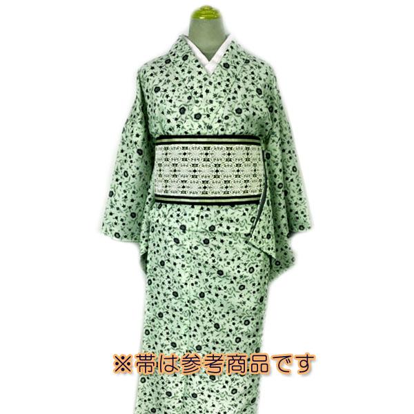 ワンタッチ着物 Sサイズ kjwk22-8 グリーン 黒小花 巻くだけ簡単 ワンタッチ着物 Sサイズ kjwk22-8 グリーン 黒小花 巻くだけ簡単
