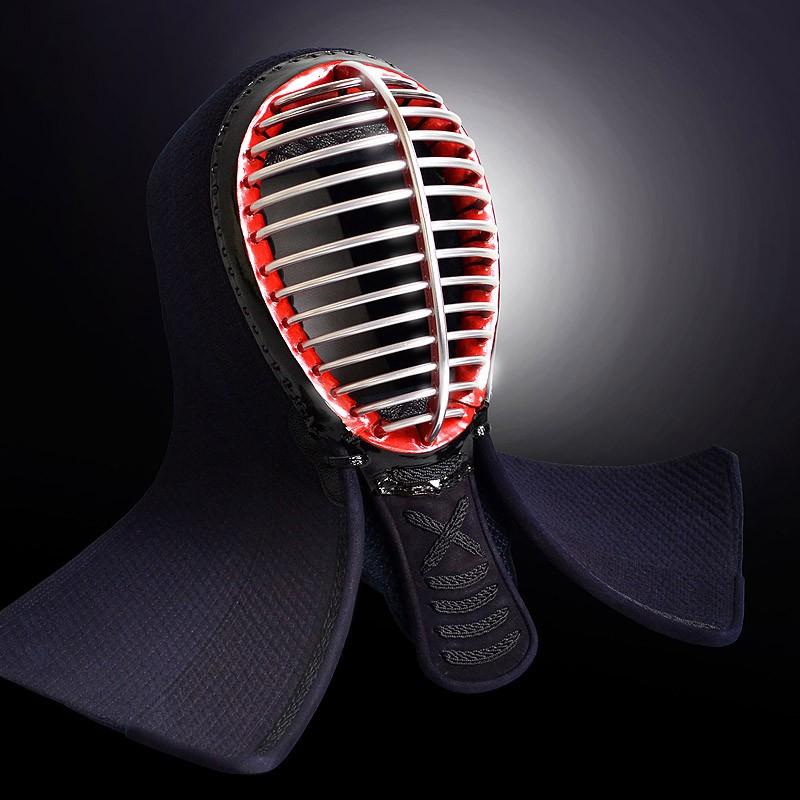 霞流剣道防具 面 ひこばえ 織刺仕立（IBB面金・十字刺し・大人用