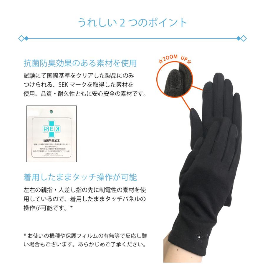 抗菌　手袋　<星刺しゅうデザイン>　タッチ操作可　送料無料 |  | 01