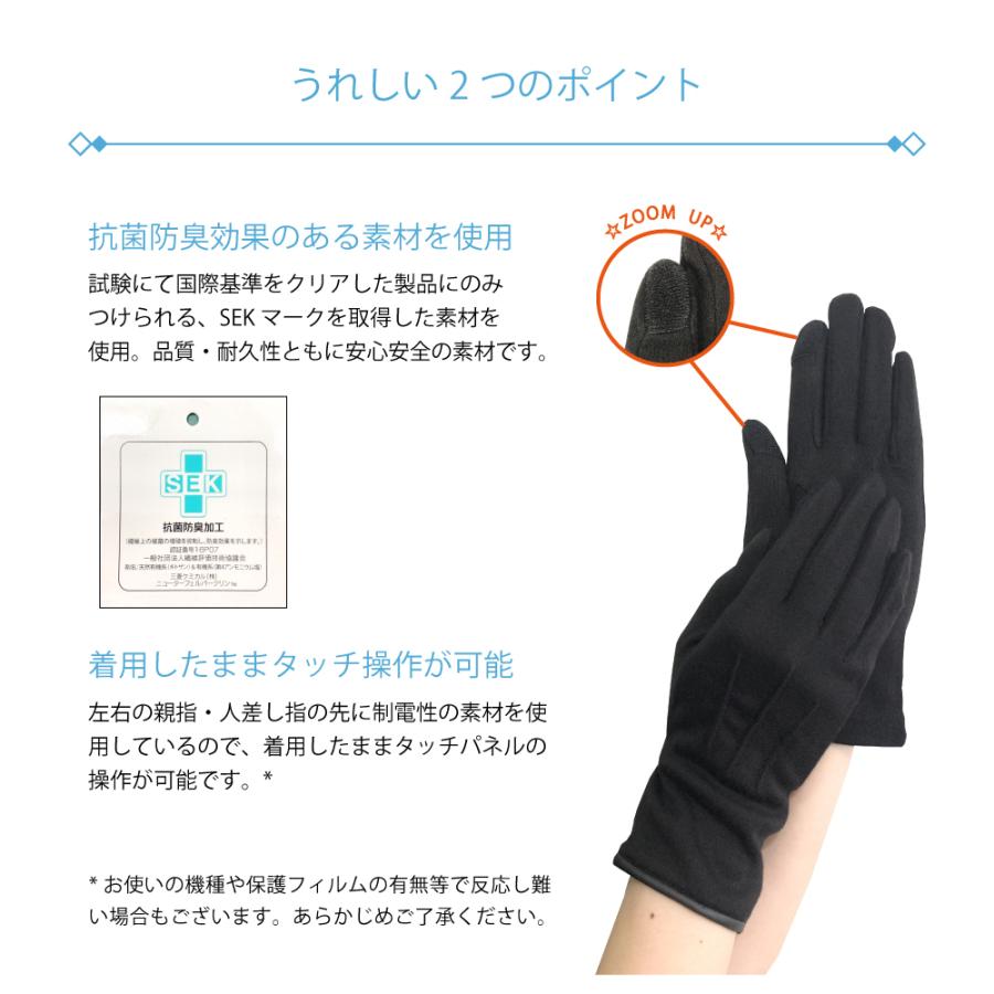 抗菌　手袋　<飾りステッチデザイン>　タッチ操作可　送料無料 |  | 01