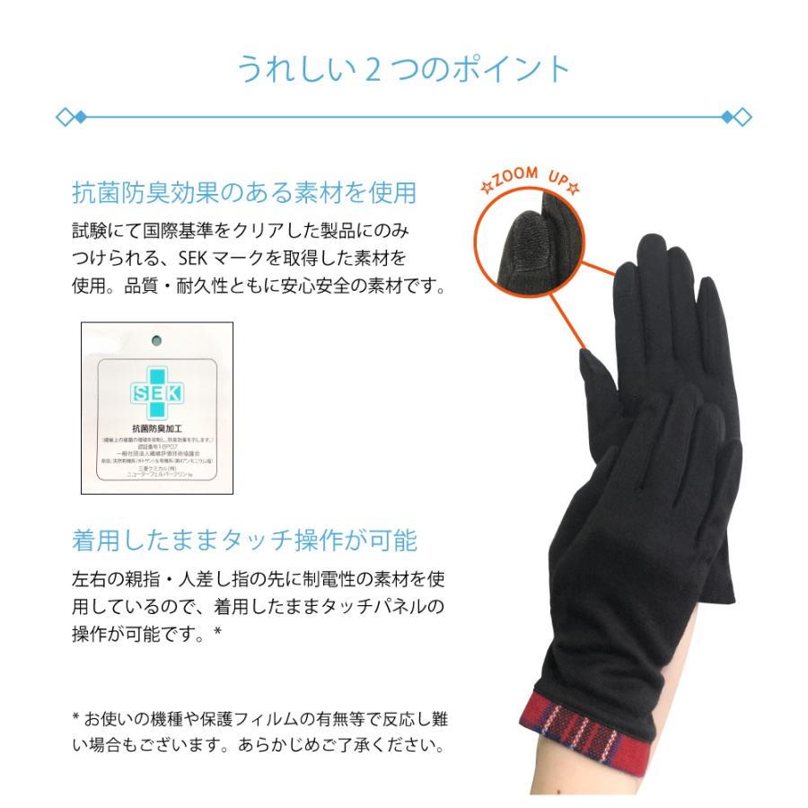 抗菌　手袋　<チェック切替デザイン>　タッチ操作可　送料無料 |  | 01
