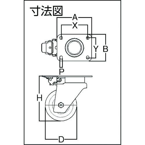 テンテキャスター　重荷重用高性能旋回キャスター“ＤＥＬＴＡ”（ウレタン車輪）　φ２００　自在式（方向　　3641ITP200P63 CONVEX　115-4259｜fukudakk｜02