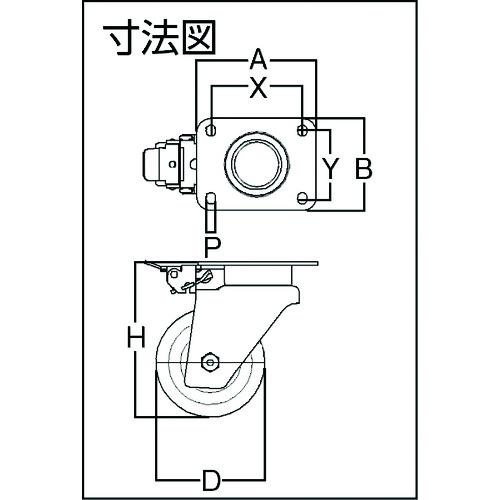 テンテキャスター　重荷重用高性能旋回キャスター“ＤＥＬＴＡ”（ウレタン車輪）　φ２００　自在式（方向　　3641ITP200P63 CONVEX　115-4259｜fukudakk｜03