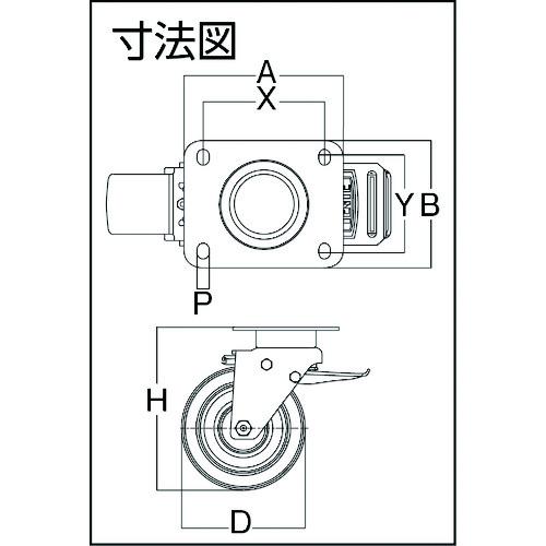 テンテキャスター　重荷重用高性能旋回キャスター“ＤＥＬＴＡ”（ウレタン車輪）　φ１６０自在式（トータ　　3642ITP160P63 CONVEX　115-4261｜fukudakk｜03