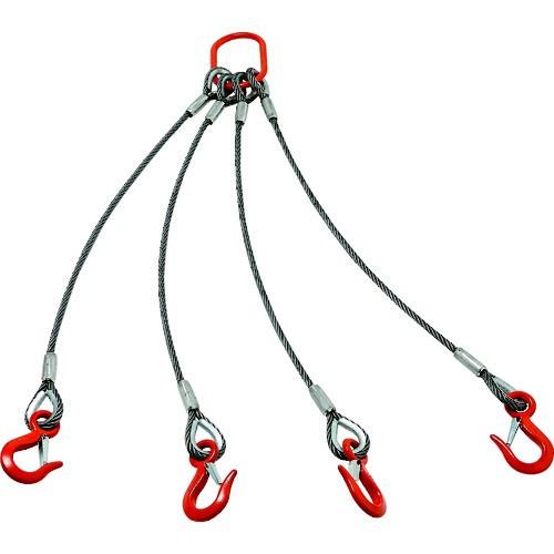 ショッピング大人気 ＴＲＵＳＣＯ　４本吊りアルミロックスリング　フック付き　６ｍｍＸ１ｍ　　TWEL-4P-6S1　160-6398