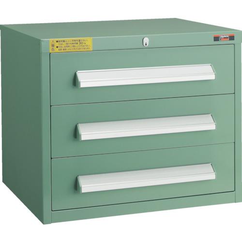 ＴＲＵＳＣＯ　ＷＬＶＲ型キャビネット　５００Ｘ４１２ＸＨ４２０　引出３段　緑　　WLVR-424　GN　301-1577