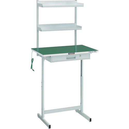 ＴＲＵＳＣＯ　導電マット張小型作業デスク　上棚付　７００Ｘ４５０　ホワイト色　　VUD-701DW　467-3808
