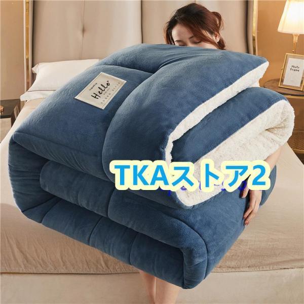 毛布布団 掛ふとん 掛けふとん 掛け布団 キングサイズ 冬用 毛布ふとん 掛布団 フランネル 暖かい 中綿入り あたたか 洗える 保温 秋 冬 寝200X230cm | ブランド登録なし | 02