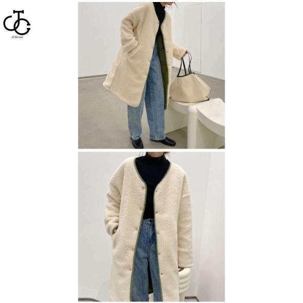 キルティングコート ボアコート ミドル丈 レディース リバーシブルコート 抜き襟 ノーカラー キルトコート あたたかいパイピングボア 防寒 | ブランド登録なし | 11