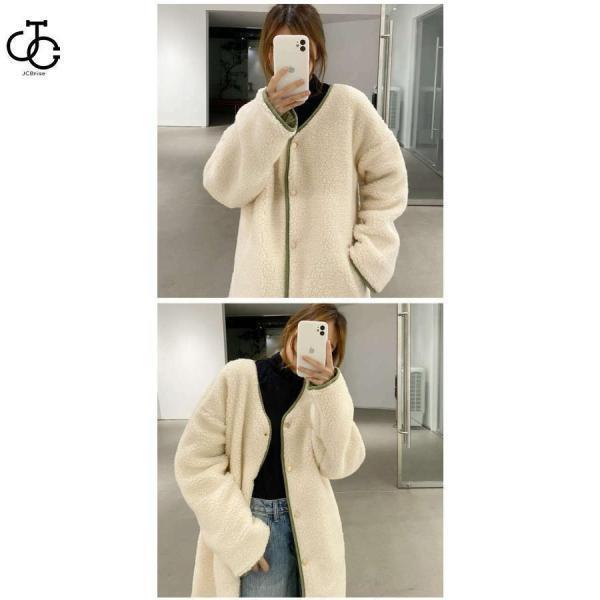 キルティングコート ボアコート ミドル丈 レディース リバーシブルコート 抜き襟 ノーカラー キルトコート あたたかいパイピングボア 防寒 | ブランド登録なし | 12