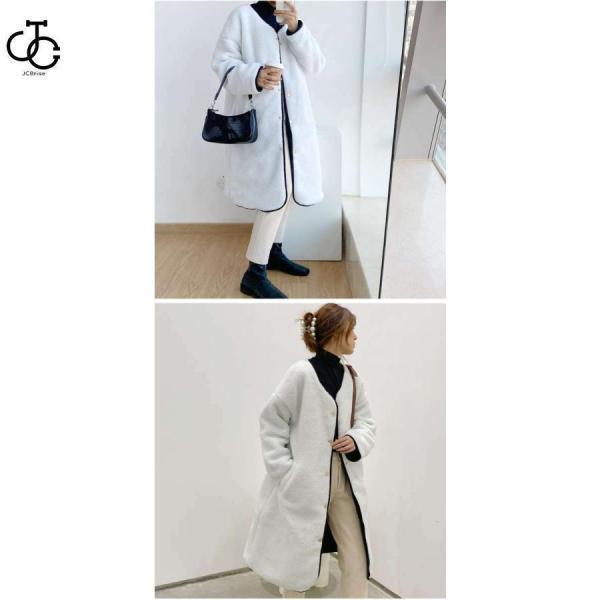 キルティングコート ボアコート ミドル丈 レディース リバーシブルコート 抜き襟 ノーカラー キルトコート あたたかいパイピングボア 防寒 | ブランド登録なし | 14