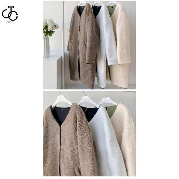 キルティングコート ボアコート ミドル丈 レディース リバーシブルコート 抜き襟 ノーカラー キルトコート あたたかいパイピングボア 防寒 | ブランド登録なし | 17