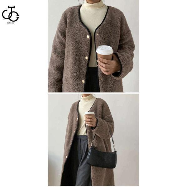 キルティングコート ボアコート ミドル丈 レディース リバーシブルコート 抜き襟 ノーカラー キルトコート あたたかいパイピングボア 防寒 | ブランド登録なし | 03