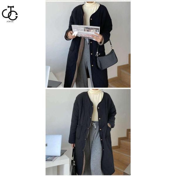 キルティングコート ボアコート ミドル丈 レディース リバーシブルコート 抜き襟 ノーカラー キルトコート あたたかいパイピングボア 防寒 | ブランド登録なし | 05