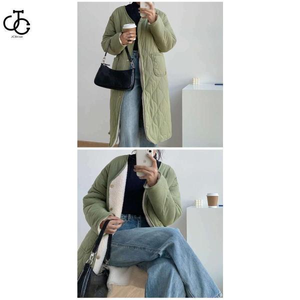 キルティングコート ボアコート ミドル丈 レディース リバーシブルコート 抜き襟 ノーカラー キルトコート あたたかいパイピングボア 防寒 | ブランド登録なし | 08