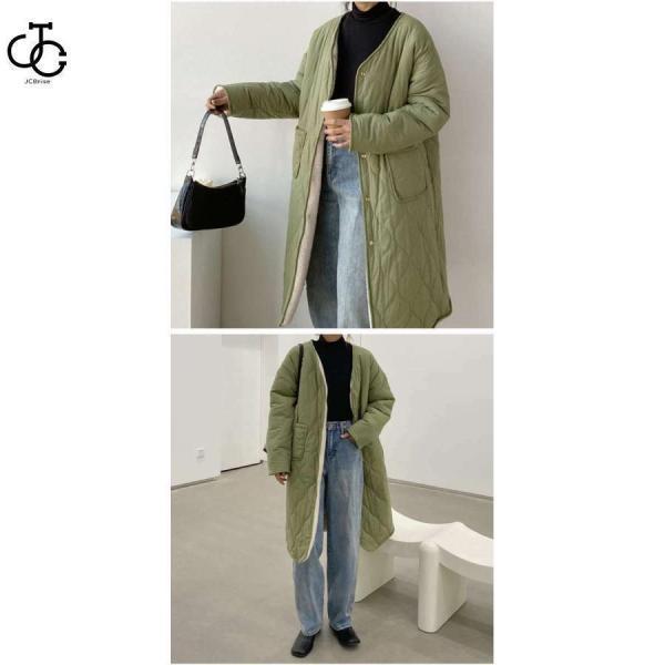 キルティングコート ボアコート ミドル丈 レディース リバーシブルコート 抜き襟 ノーカラー キルトコート あたたかいパイピングボア 防寒 | ブランド登録なし | 09