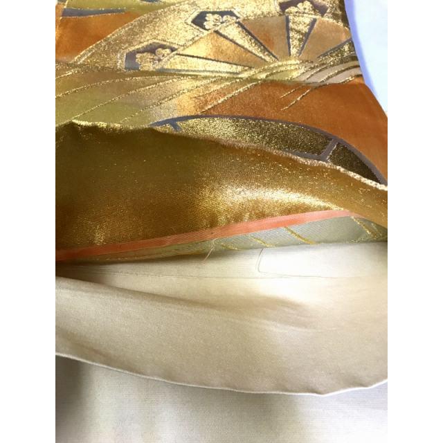 25%OFFクーポン発行中/中古 反物 正絹 帯反 ゴールド地に片輪車 25%OFFクーポン発行中/中古 反物 正絹 帯反 ゴールド地に片輪車