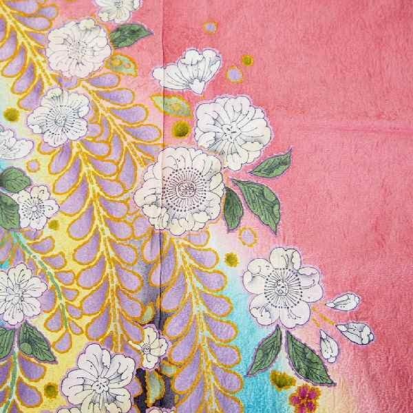 正絹　振袖　長襦袢セット　辻が花文様　逸品 振袖 長襦袢 セット 正絹 リサイクル着物 ヴィンテージ振袖 辻が花