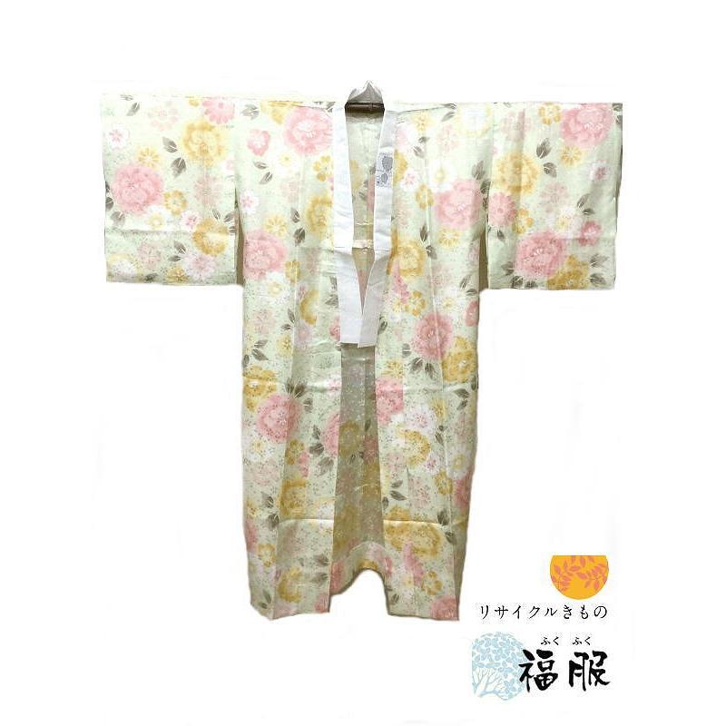 只今お買い得クーポン発行中] 新品 長襦袢 化繊 淡いグリーン色地に花 