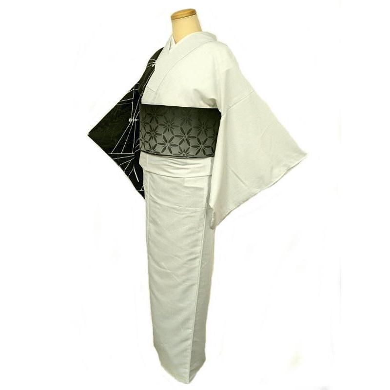 新品 浴衣 LL〜3Lサイズ ポリエステル 白と黒の片身替わり 裄73.5 吸湿