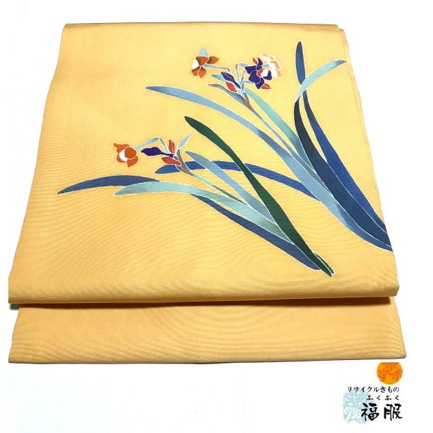 只今お買い得クーポン発行中] 【中古】名古屋帯 正絹 淡香色地に水仙 