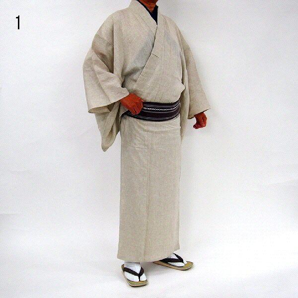25％OFFクーポン発行中/男物 夏着物 3Lサイズ 麻 選べる5カラー 