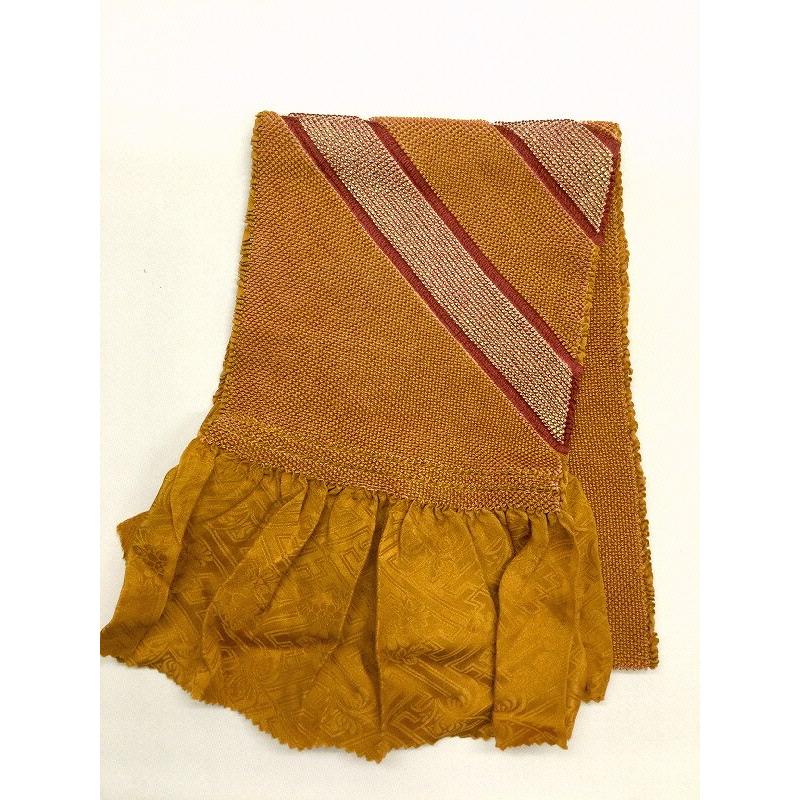 中古】帯揚げ 正絹 芥子色地に斜め縞 総絞り リサイクル : リサイクル 