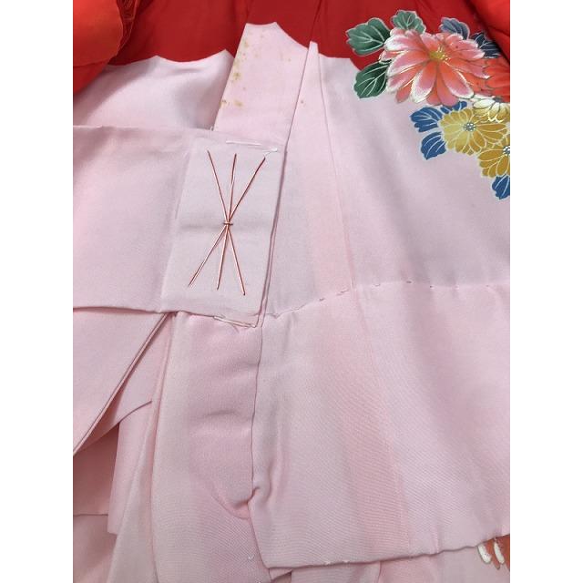 中古 七五三 正絹 3歳女児用 祝い着 着物 長襦袢 お被布 3点