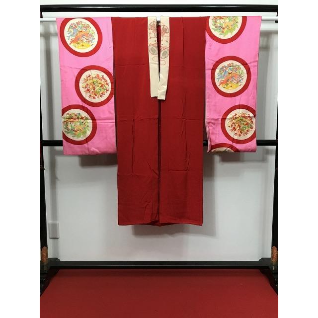 中古 子供着物 正絹 長襦袢 10〜12歳女児用 刺繍半衿付 アンティーク