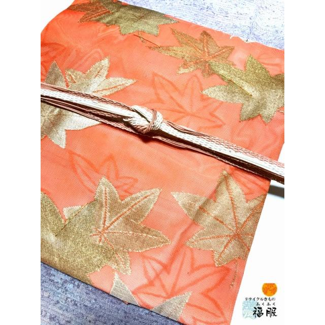 中古】正絹 名古屋帯 グレー地に唐花文様 未使用品 名古屋帯 オフホワイト