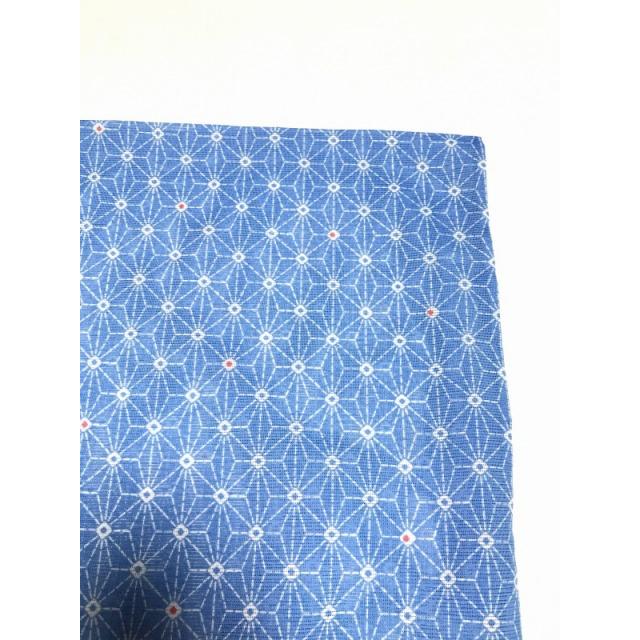 お得なクーポン発行中/【中古】小紋 化繊 青地に麻の葉模様 夏