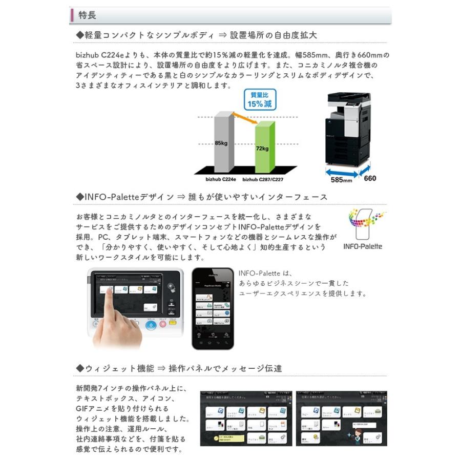 複合機 業務用 本体 コピー機 Konica Minolta 複合機本体 コニカ ミノルタ コニカ Bizhub C227 4段 カラー 22枚 分 モノクロ22枚 分 Fax プリンタ スキャナ A3 カラー コピー機 Bizc227 4 003 複合機navi ヤフー店