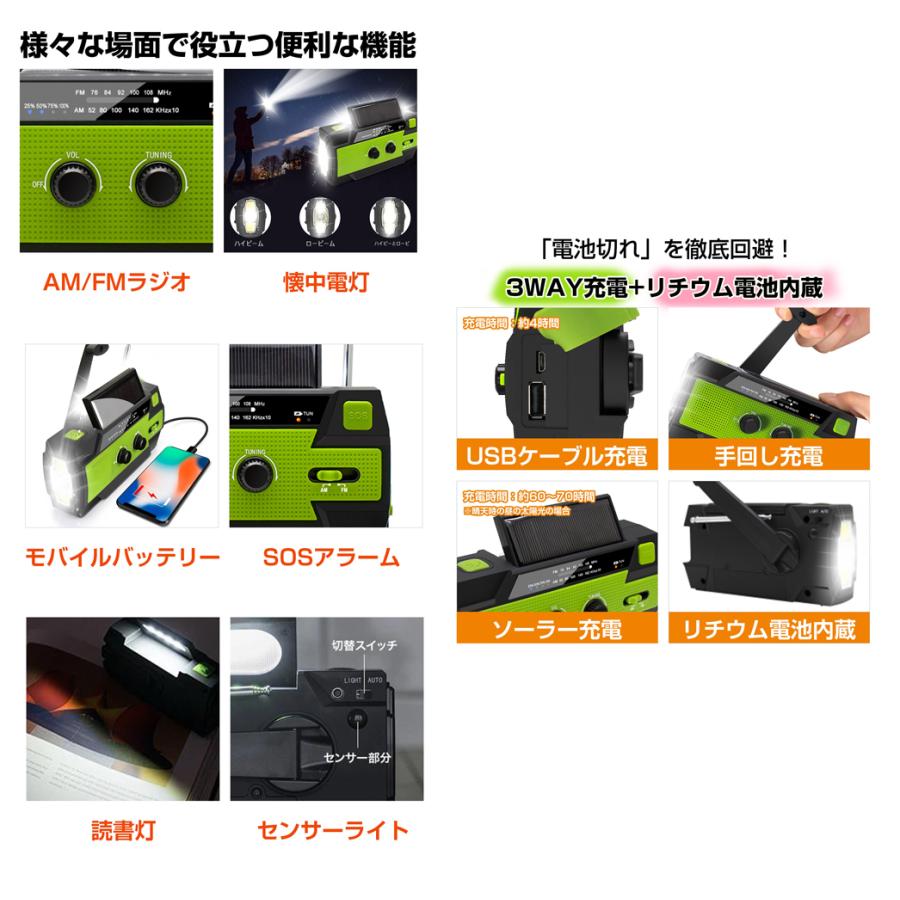 RABLISS KO210 ポータブルラジオ 防災ラジオ 防災グッズ 避難用ラジオ