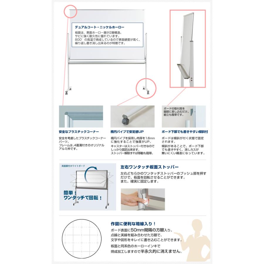 素敵な 馬印 ホワイトボード マジシリーズ 両面脚付ホーロー 片面 暗線入 無地 1810 x 910 MH36TDXN MAJIシリーズ 脚付き ホーローホワイト MH36TDMN 月予定表 両面 1810×910