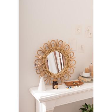 東谷 MR-717 ラタンミラー 鏡 姿見 壁掛け ウォールミラー スタンド 丸