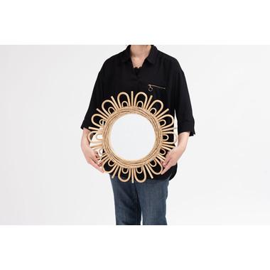 東谷 MR-717 ラタンミラー 鏡 姿見 壁掛け ウォールミラー スタンド 丸