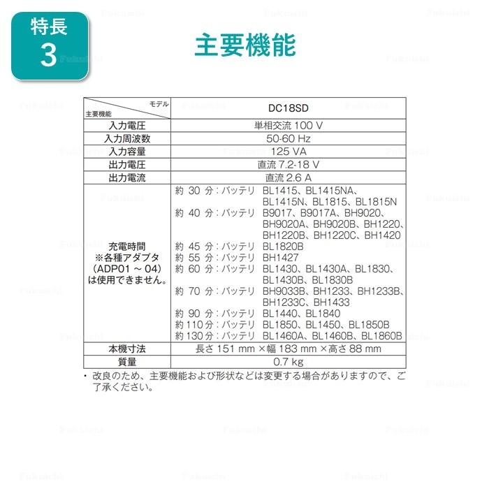 マキタ DC18SD 充電器 MAKITA 純正 7.2v-18v 2.6A バッテリーチャージャー｜fukuichi-store｜04