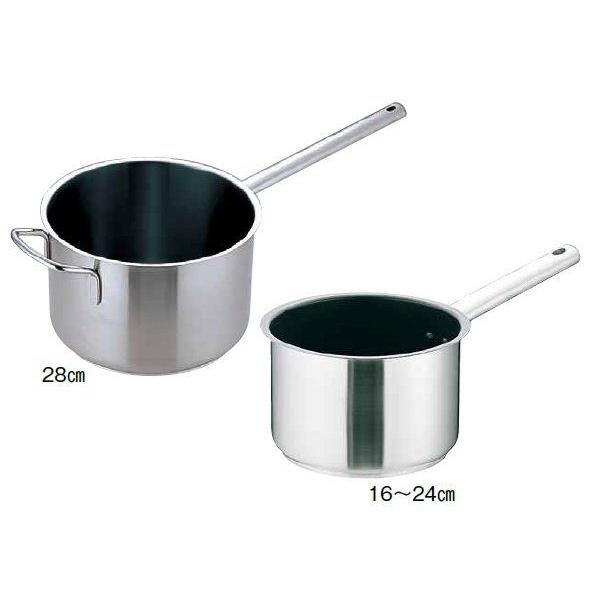 鍋 片手鍋 業務用 ムラノ インダクション テフロン18-8片手深型鍋（蓋無）IH対応28ｃｍ 1-0008-0105