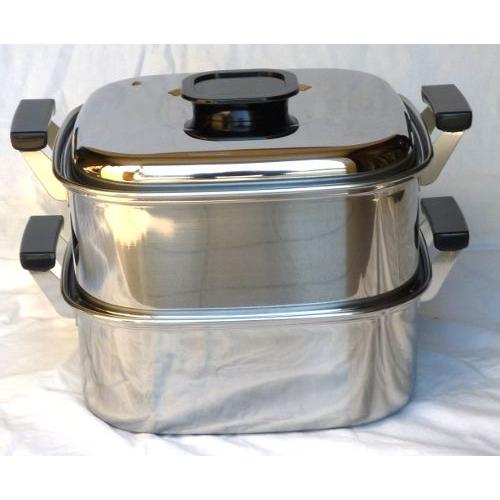 蒸し器 ステンレス 桃印18-0角型蒸器2段22cm 1-0411-1001 : 料理道具