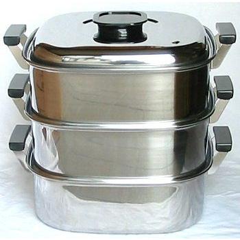 蒸し器 ステンレス 桃印18-0角型蒸器3段27cm 1-0411-1006 : 料理道具