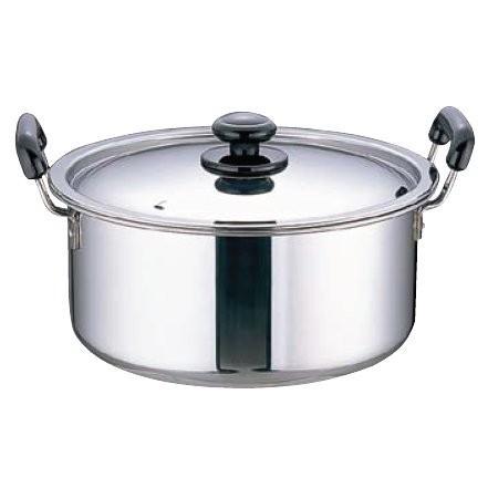 鍋 両手鍋 ステンレス プラ柄 厚板実用鍋36cm IH対応 9-0040-0108