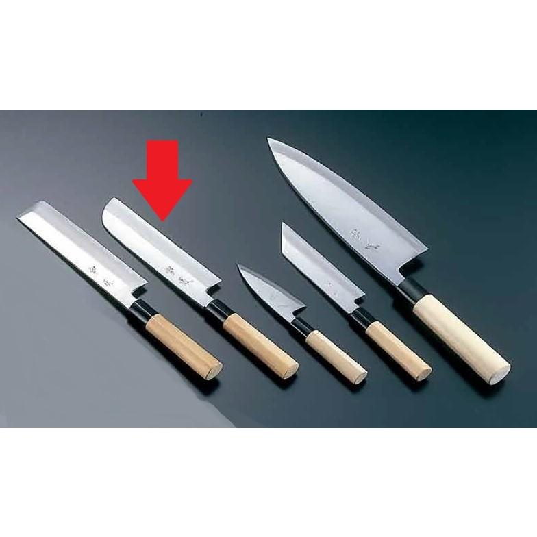 和包丁 雪藤 中霞・玉白鋼 鎌型薄刃包丁 （片刃） 21cm 1-0298-1603