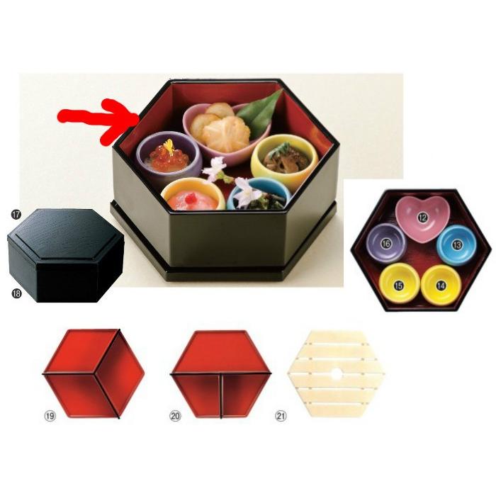 六角木目珍味弁当 親（A)黒内朱/本体のみ f8-793-2 : 料理道具の
