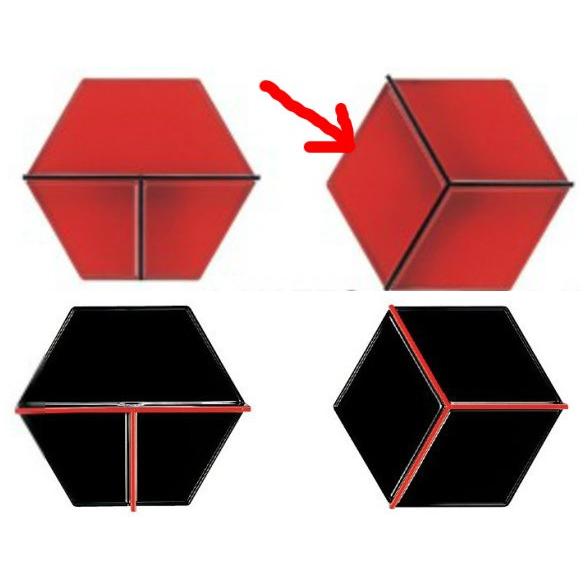 弁当箱 6寸 六角弁当用Y仕切 朱天黒（A)/本体別 f8-795-2 : 料理道具の
