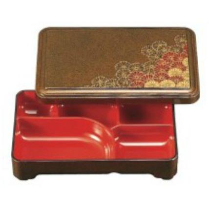 弁当箱 8.5寸 長手弁当（固定仕切り） 梨地野菊（A) f8-783-7 : 料理
